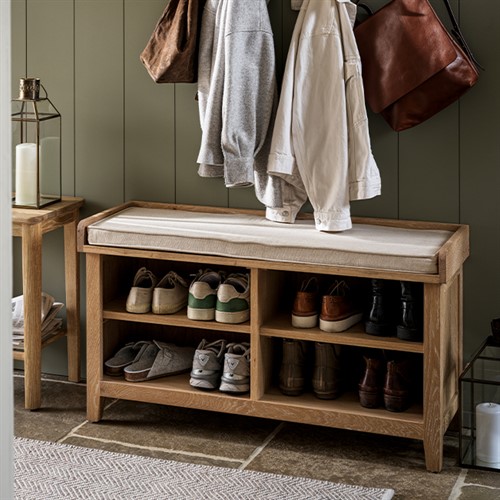 Inglesham Whitewash Oak Shoe Storage Bench