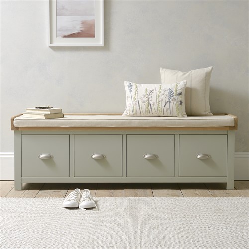 Sussex Sage Green Four Drawer Shoe Bench with Cushion