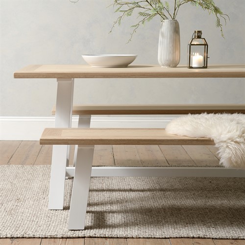 Chester Pure White 6 Seater Trestle Dining Table 