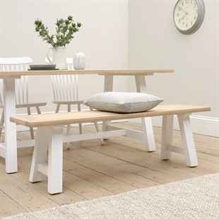 Chester Pure White Mid-Sized Trestle Bench