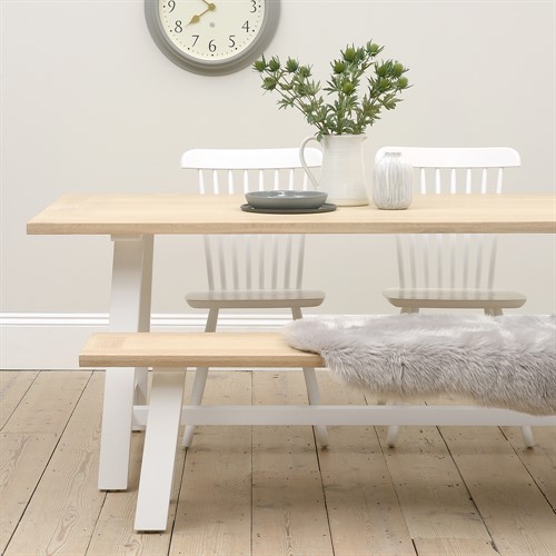 Chester Pure White Trestle Table Dining Set