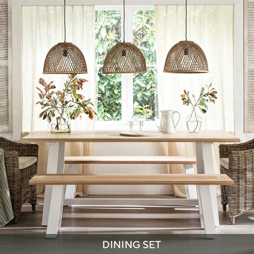 Chester Pure White Trestle Table Dining Set