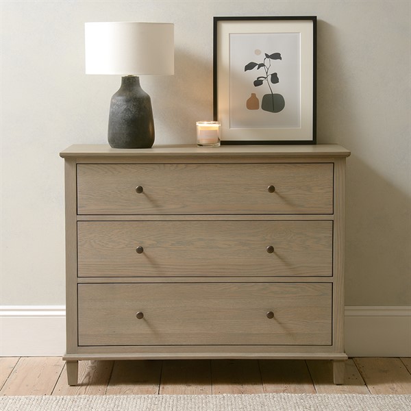 Bibury Smoked Oak 3 Drawer Chest of Drawers The Cotswold Company