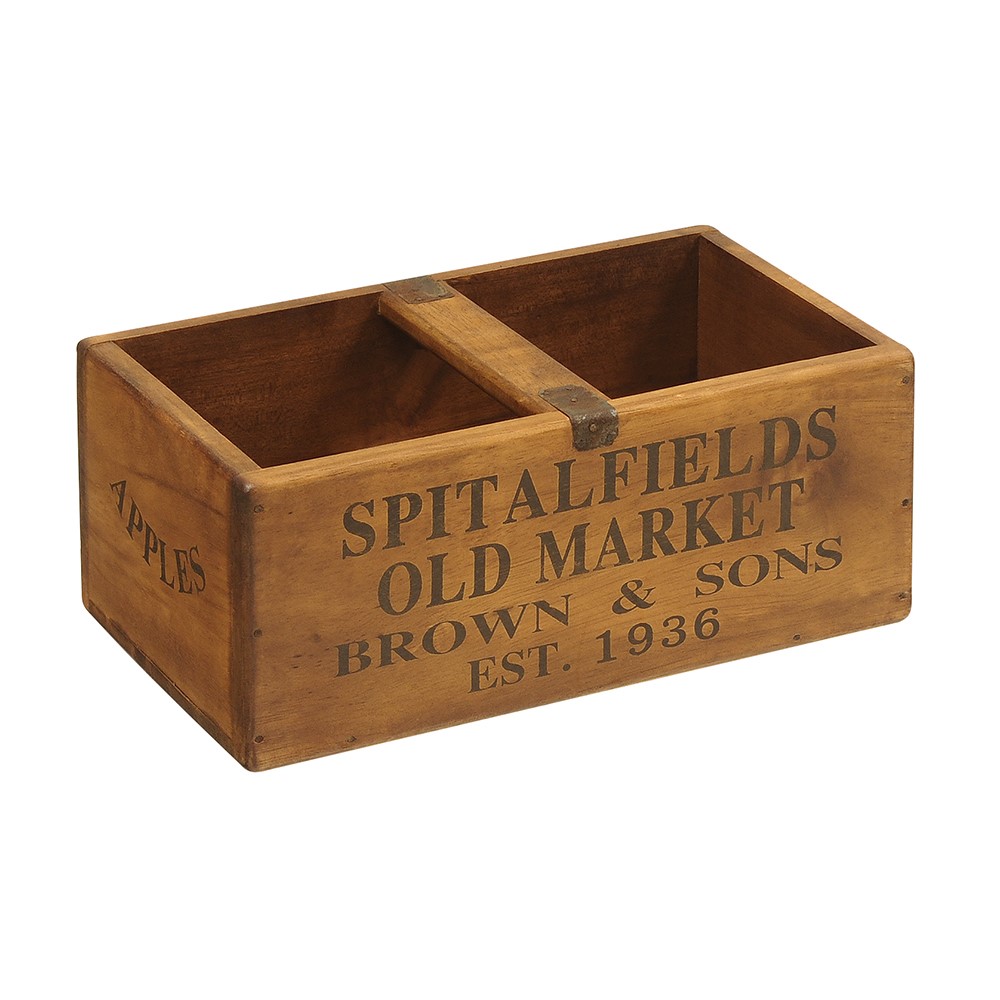 Brown Covent Garden Preserves Double Sided Vintage Wooden Storage Crate Box 