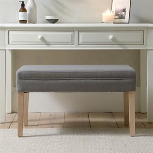 Chester Oak Upholstered Dressing Table Stool - Grey Linen