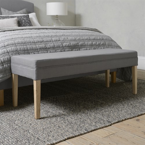 Upholstered End Of Bed Bench - Grey Linen