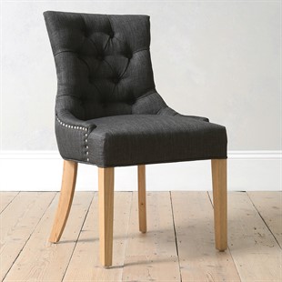 Primrose Upholstered Button Back Chair - Charcoal