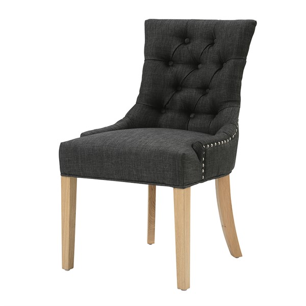 Primrose Upholstered On Back Chair, Charcoal Dining Chairs With Oak Legs