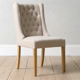 Foxglove  Stone Linen Winged Buttoned Chair