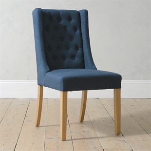 Foxglove Winged Chair - Navy Linen