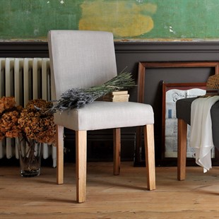 Aster Straight Back Linen Chair - Stone