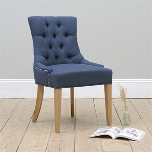 Primrose Upholstered Button Back Chair - Navy
