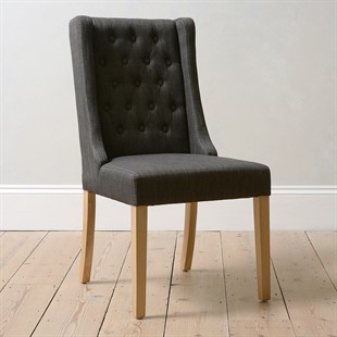 Foxglove Winged Buttoned Chair - Charcoal
