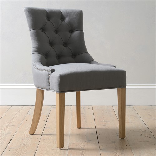 Primrose Upholstered Button Back Chair - Grey