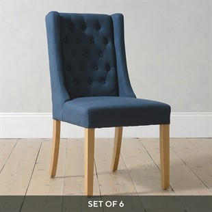 Foxglove Winged Buttoned  Chair - Navy - Set of 6