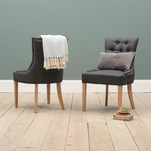 Primrose Upholstered Button Back Chair Charcoal - Set of 6