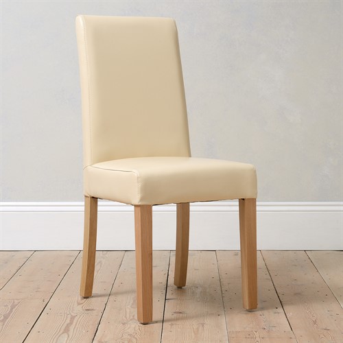 Aster Straight Back Leather Chair- Cream Set of 6