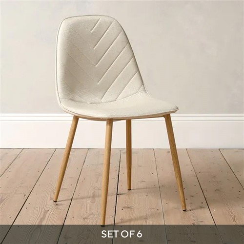 Modern Upholstered Dining Chair - Cream Set of 6