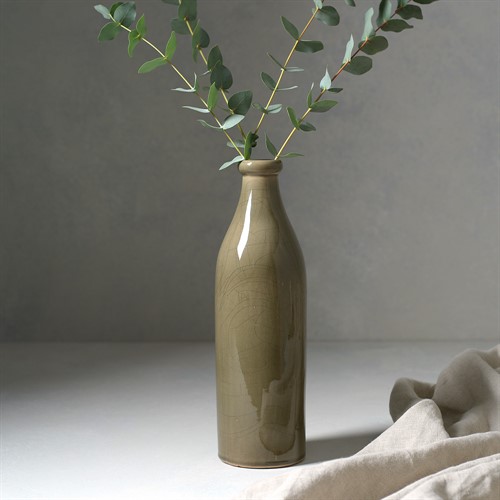 Harpley 34cm Ceramic Vase - Dark Green