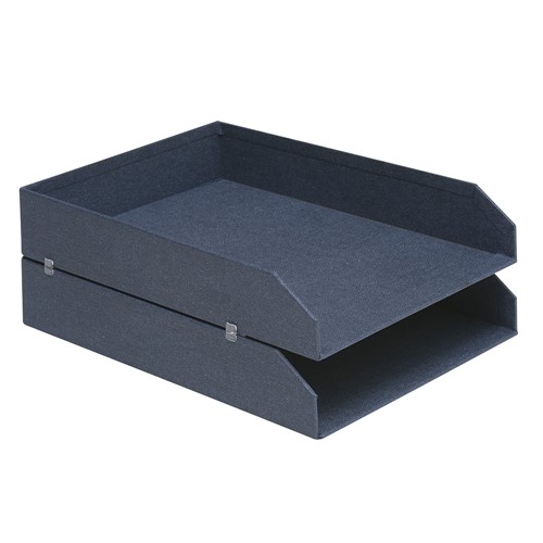 Canvas 2 Piece Stackable Letter Tray - Blue