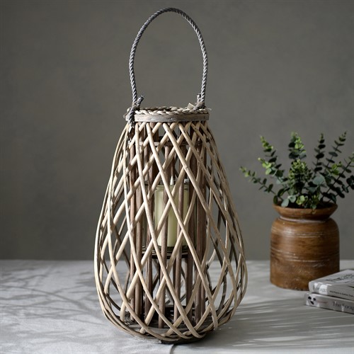 Large Wicker Bulbous Lantern