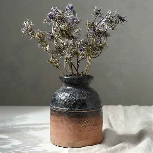Flower Pot Terracotta/Black H19xW15cm