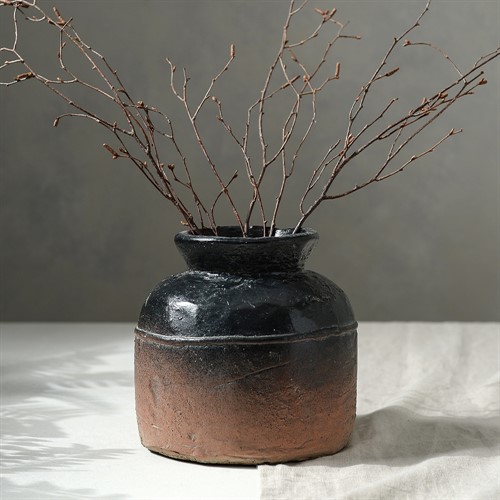 Flower Pot Terracotta/Black H18xW19cm