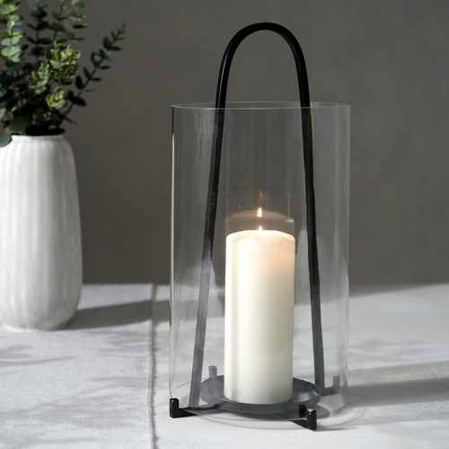 Glass And Metal Hurricane Lantern Large