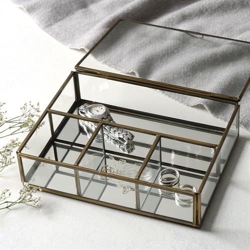 Glass and Metal Box With Compartments