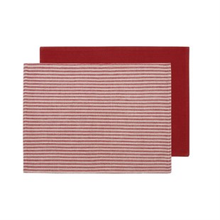County Ticking Red Reversible Placemat Set Of 2