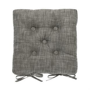 Chambray Seat Pad With Ties Iron Grey