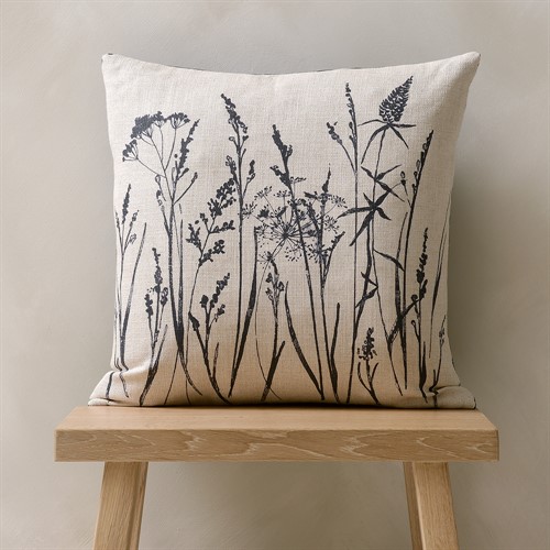 Grasses Print Cushion - Navy