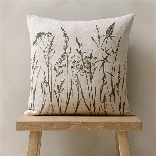 Grasses Print Cushion - Fern