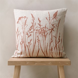 Grasses Print Cushion - Copper
