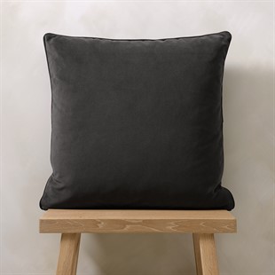 Asphalt Piped Velvet Cushion 50x50cm