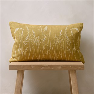 Grasses print cushion - Mustard 30x50cm