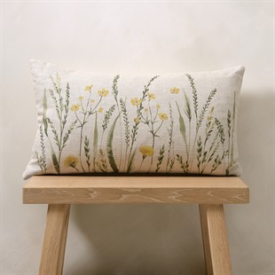 Grasses And Buttercups Print Cushion 30x50cm