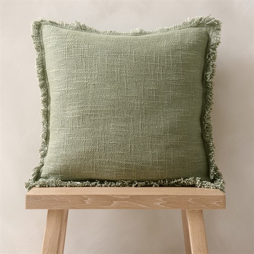 Kemble Fringed Cushion - Moss Green