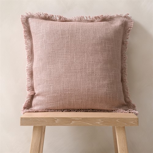 Kemble Fringed Cushion - Pale Old Rose Pink