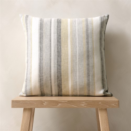 Anthos Stripe Cushion - Grey/Ochre 43x43cm