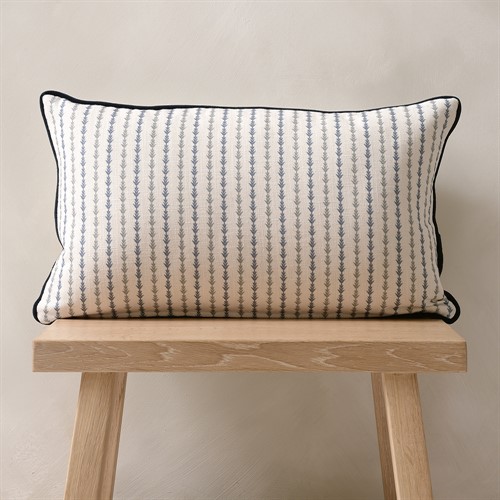 Molly Stripe Print Cushion - Fern Green and Blue 30x50cm
