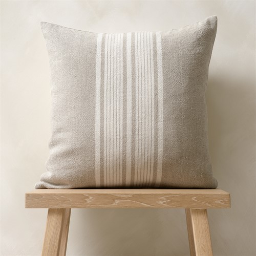 Cotton Linen Bold Stripe Cushion - Natural 45x45cm