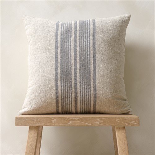 Cotton Linen Bold Stripe Cushion - Navy 45x45cm