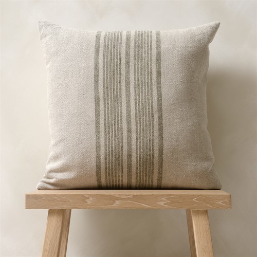 Cotton Linen Bold Stripe Cushion - Green 45x45cm