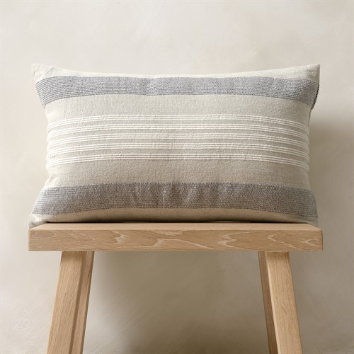 Cotton Linen Woven Stripe Cushion Navy/Natural 30x50cm