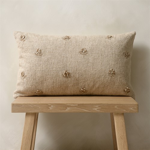 Flower Hand Woven Embroidered Natural Cushion 30x50cm