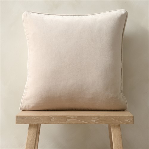 Cotton Velvet Piped Cushion - Oatmeal 45x45cm