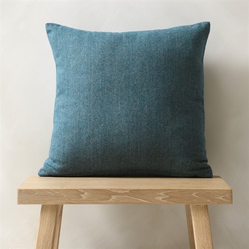 Tweed Herringbone Cushion 40x40cm - Lake