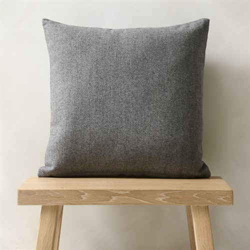 Tweed Herringbone Cushion 40x40cm - Charcoal