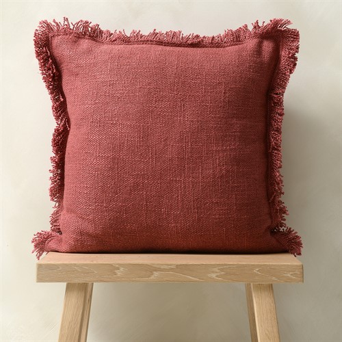 Kemble Fringed Cushion - Deep Rose 45x45cm